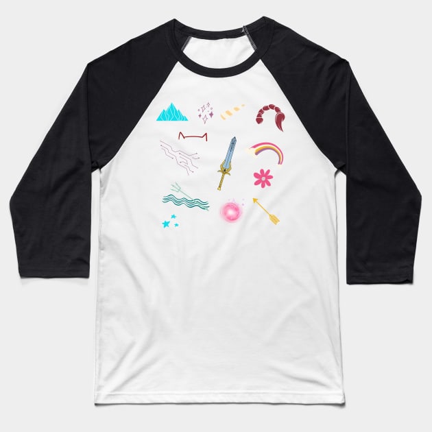 She-ra Character Theme collage - She-re and the princesses of power - blue Baseball T-Shirt by tziggles